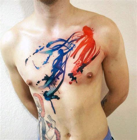 anime chest tattoos for men|cool small anime tattoos.